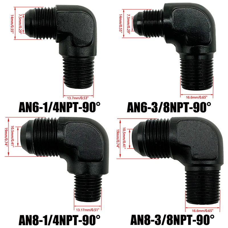 1/2/4X 90 Grad AN6 AN8 Stecker – Bonsai Wire Aluminum Bewertung und Preis
